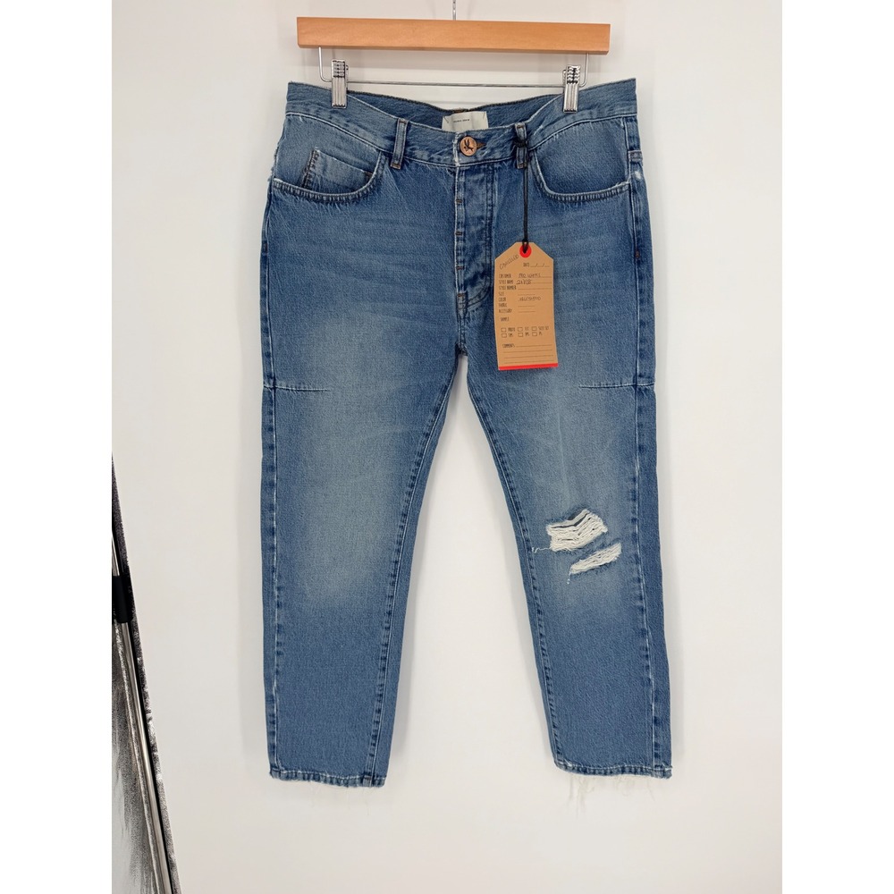 OneTeaspoon Organic Denim Hollywood Distressed Straight Leg Jeans Blue Size 26
